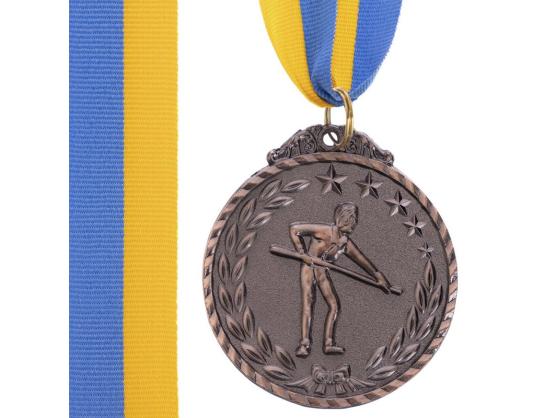 Медаль наградная Чемпион по бильярду 3 место бронза d5см